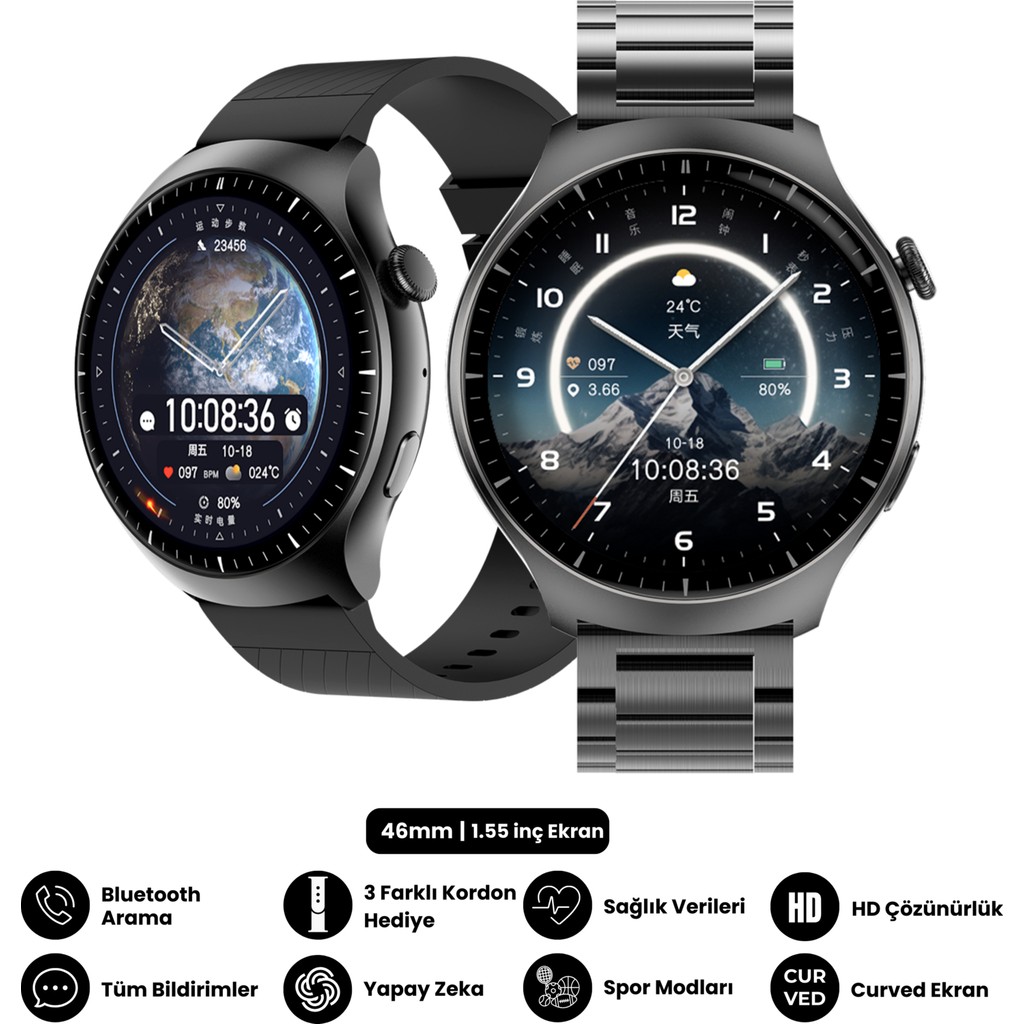 Harvox Watch Hx-4 Pro Akıllı Saat Apple iPhone ve Android Tüm Telefonlara Uyumlu - Siyah Cep Telefonu Fiyatı