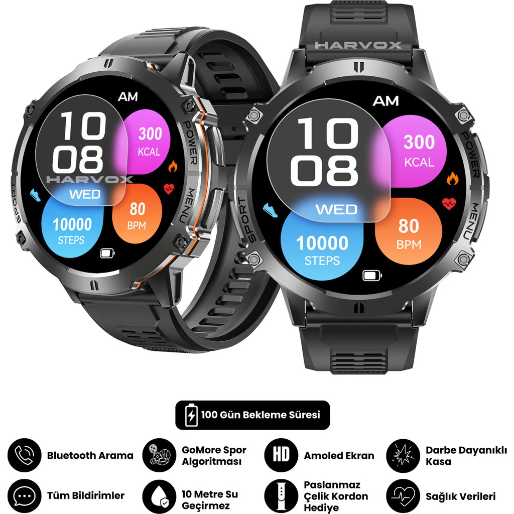 Harvox Watch X2 Pro Akıllı Saat Apple iPhone ve Android Tüm Telefonlara Uyumlu - Siyah Cep Telefonu Fiyatı