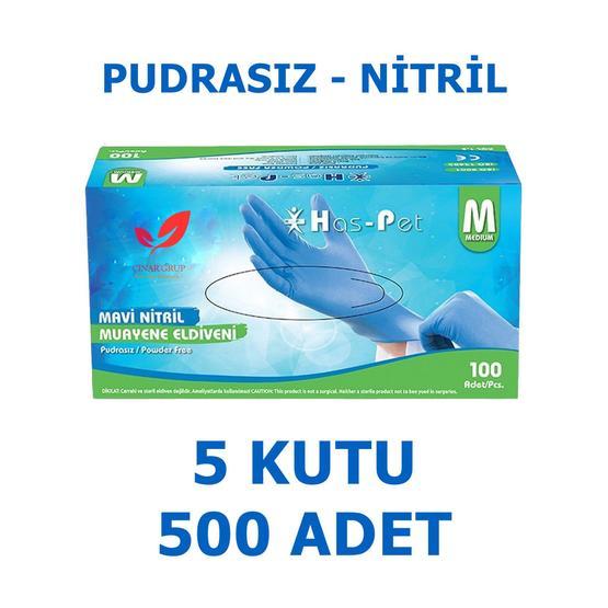 Has-Pet Medium 100'lü Mavi Pudrasız Nitril Muayene Eldiveni Unisex Eldiven Fiyatı