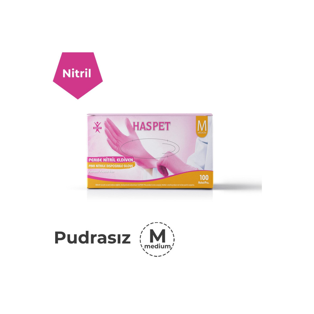 Has-Pet Pembe Nitril Pudrasız Eldiven - M Ev Temizliği Fiyatı