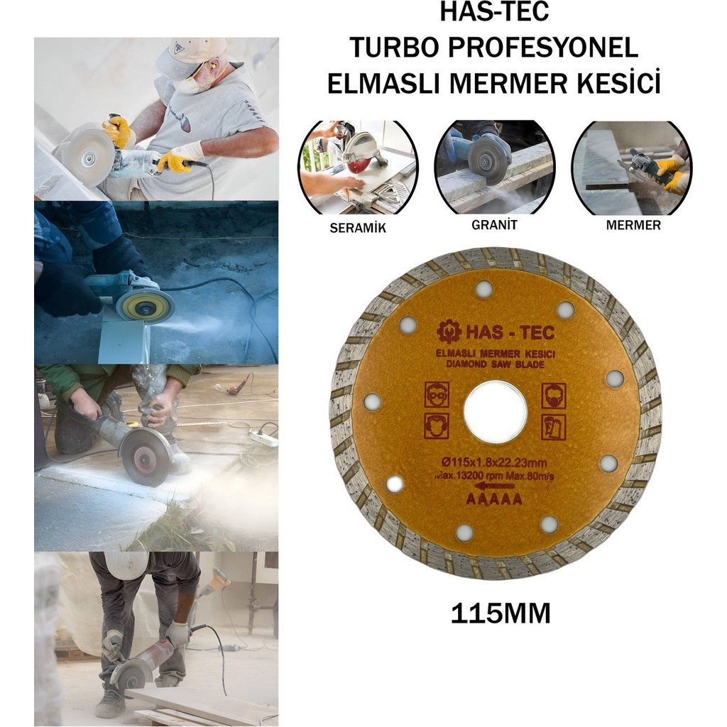 HAS - TEC 115 mm Turbo Profesyonel Elmaslı Mermer Kesici | Seramik, Porselen, Mermer ve Granit Kesici Diğer Fiyatı