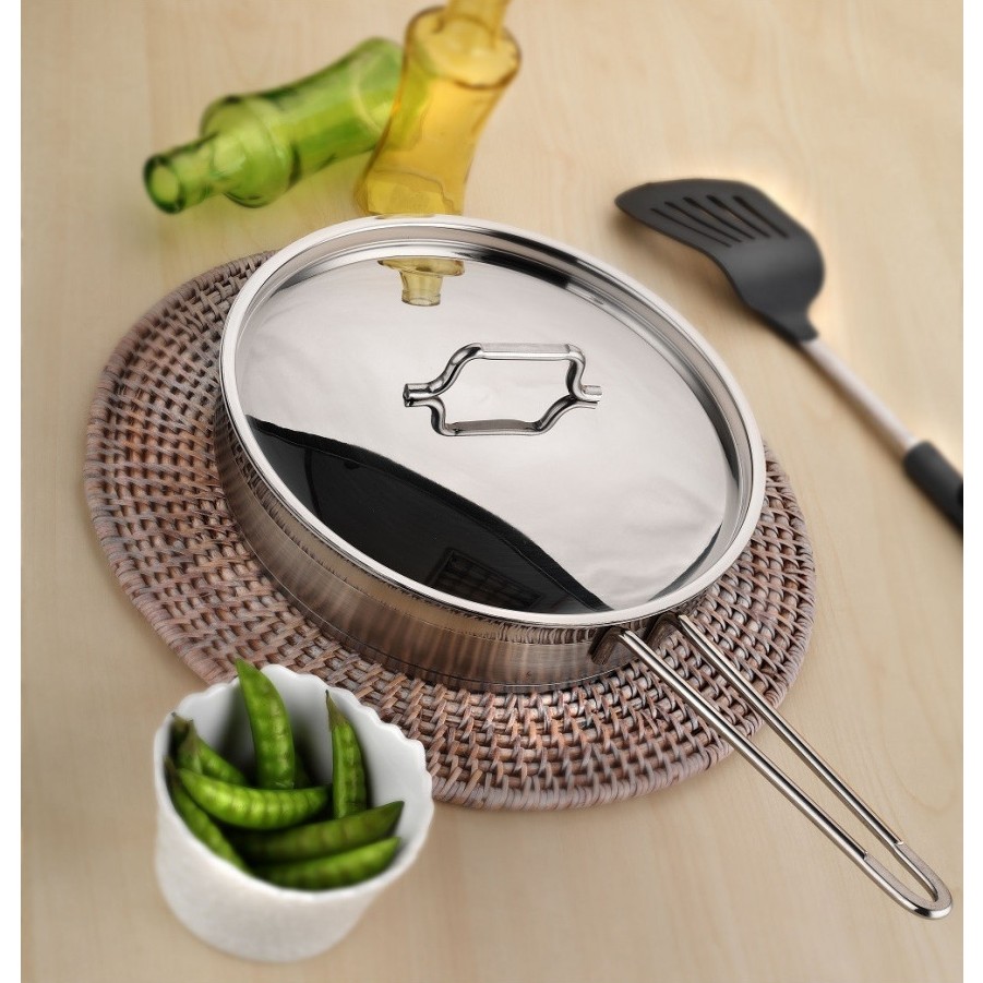 Hascevher Anett Çelik Tava 22X6 cm - Çelik Kapaklı - 22 x 6 cm - Gümüş Tencere / Tava Setleri Fiyatı