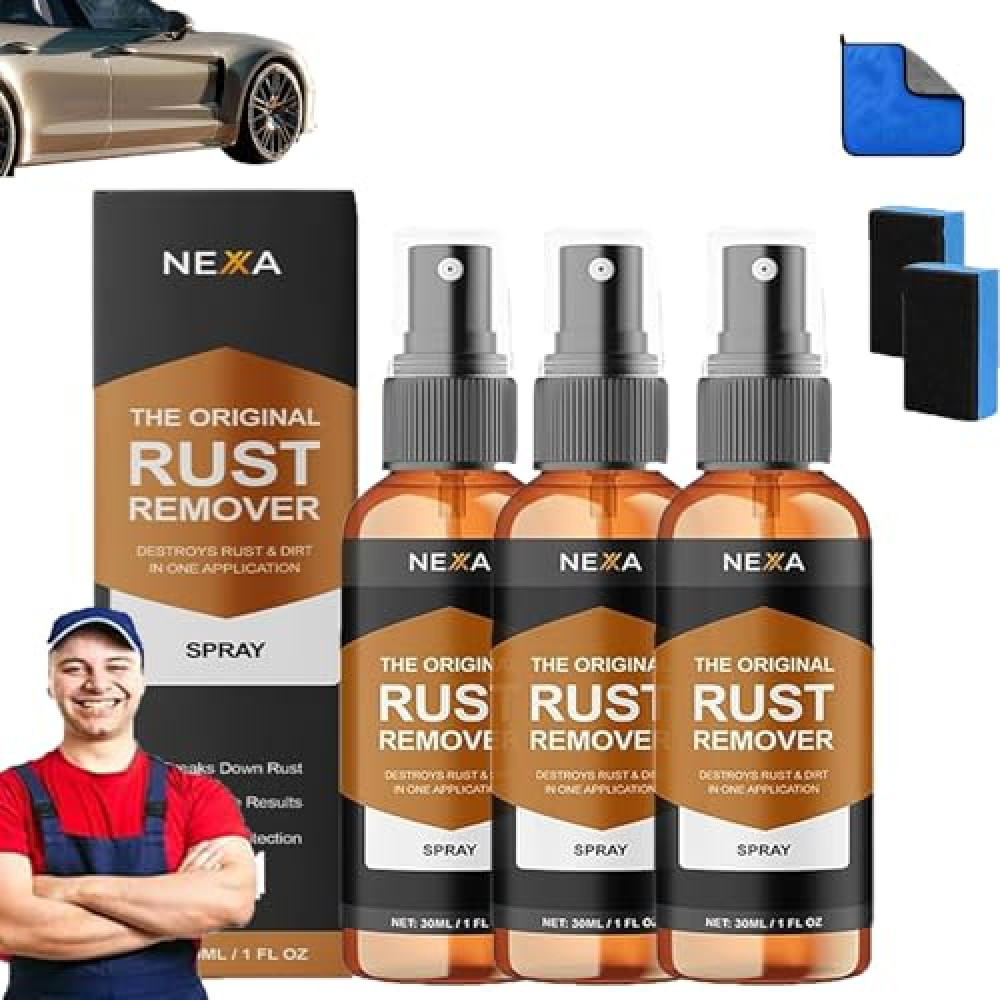 HASHLE Nexa Rust Remover Spray, 2025 Upgrade Rust Remover for Metal, Car Scratch Remover, Iron Stain Cleaner for Multiple Surfaces,for Heavy Duty Rust Dissolver for Metal, Tools, Cars, Chains