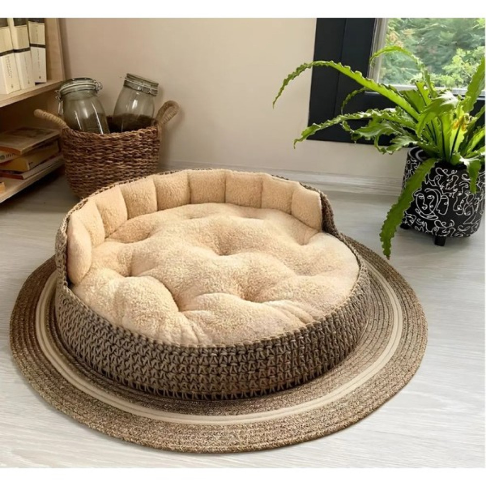 Hasır Kedi ve Köpek Yatağı, Minderi, Yastığı Yumuşak Wellsoft Kumaş 60 cm Sütlükahve - Sütlü Kahve Evcil Hayvan Ürünleri Fiyatı