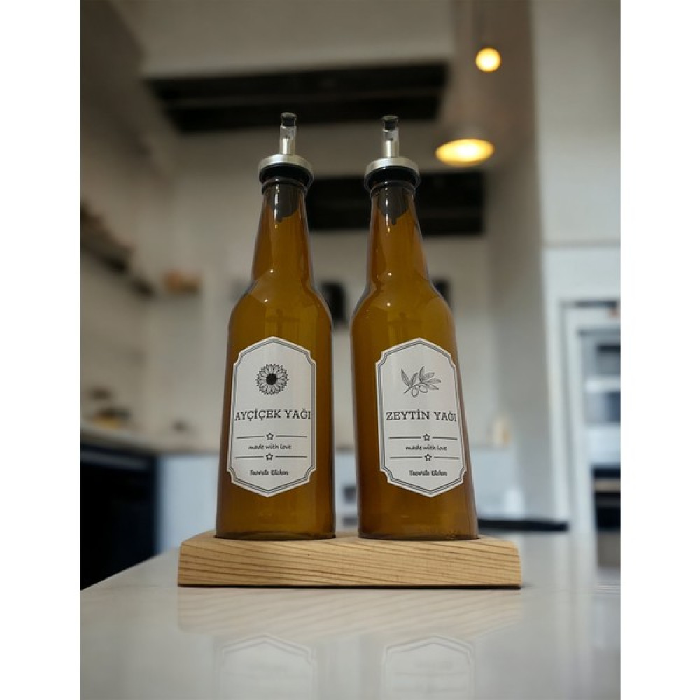 Hasırevim Ahşap Standlı Yağdanlık & 2'li Sıvı Yağlık - Kahverengi - 350 ml Mutfak Gereçleri Fiyatı