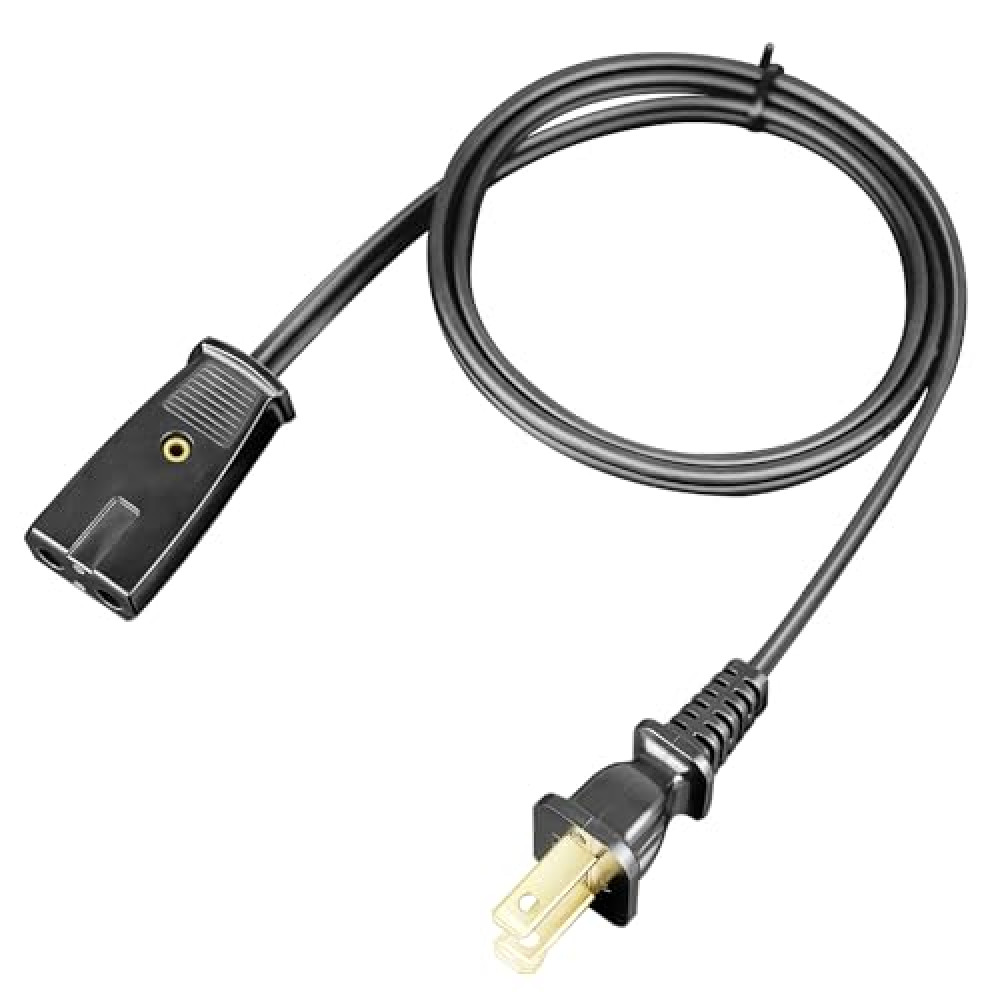 HASMX 2 Prong Percolator Power Cord 36" for Farberware 134, 138, 142 Coffee Pot Percolator Cord 1/2 Inch Wide, 2pin Cord Black 3ft Length (1-Pack)