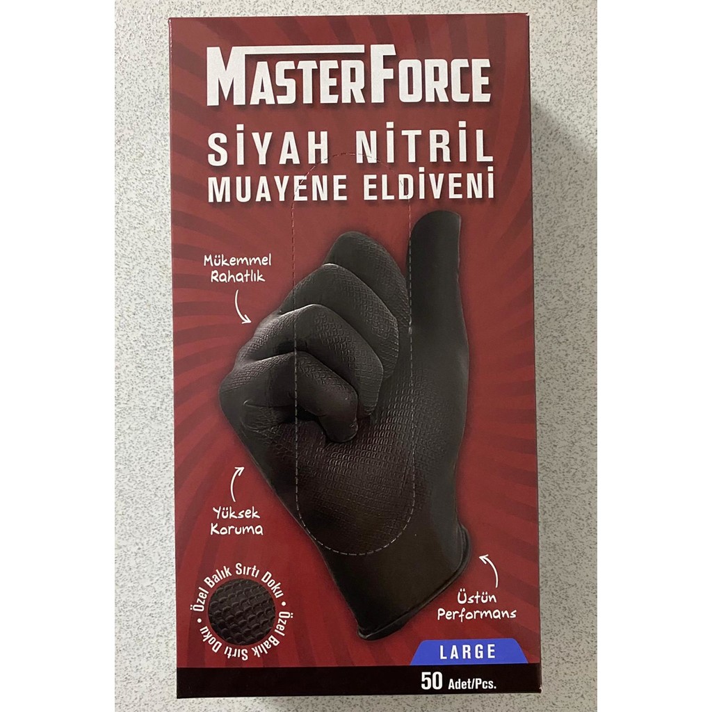Haspet Masterforce Nitril Pudrasız Ekstra Kalın Siyah Eldiven Large 50 Li Eldiven (Outdoor) Fiyatı