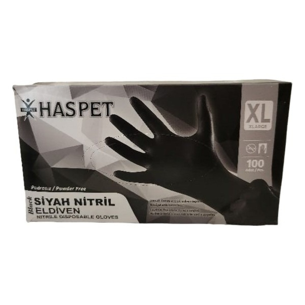 Haspet Siyah Nitril Pudrasız Eldiven - Xl 100'LÜ Temizlik Malzemeleri Fiyatı