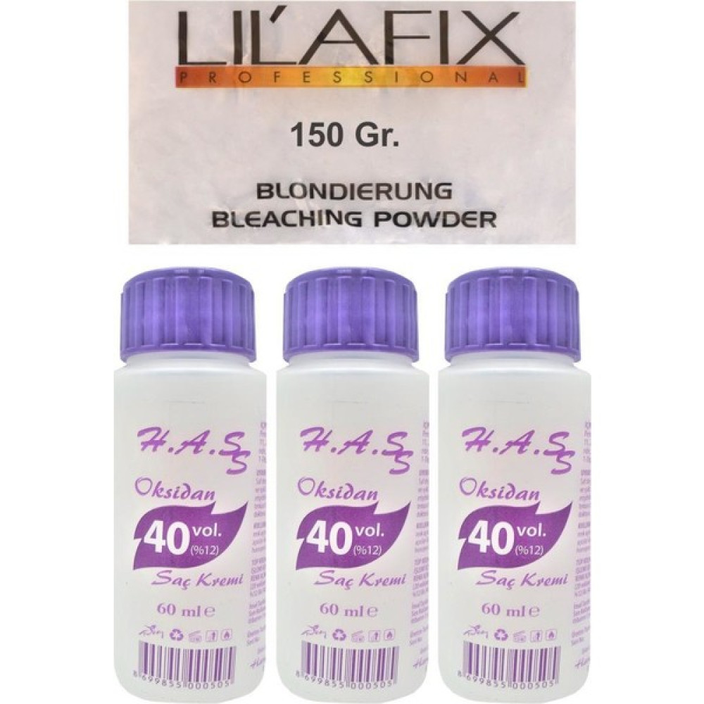 H.A.SS Oksidan 40 Volüm 60 Ml. (3 Ad.) + Lilafix Toz Saç Açıcı Oryal 150 Gr. Saç Boyası Fiyatı