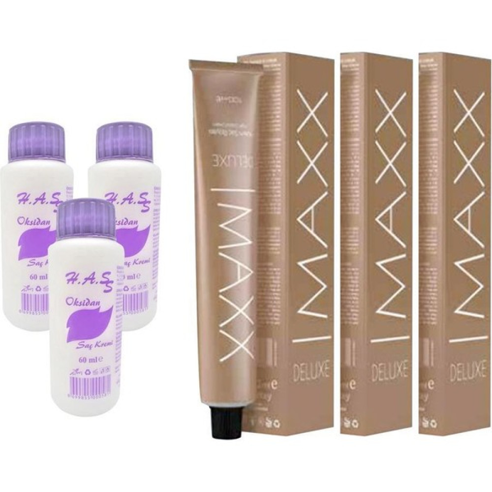 H.A.SS Oksidan 60 Ml.+ Maxx Deluxe Saç Boyası Çikolata Kahve-6/7 60 Ml. (3'er Adet) Saç Boyası Fiyatı