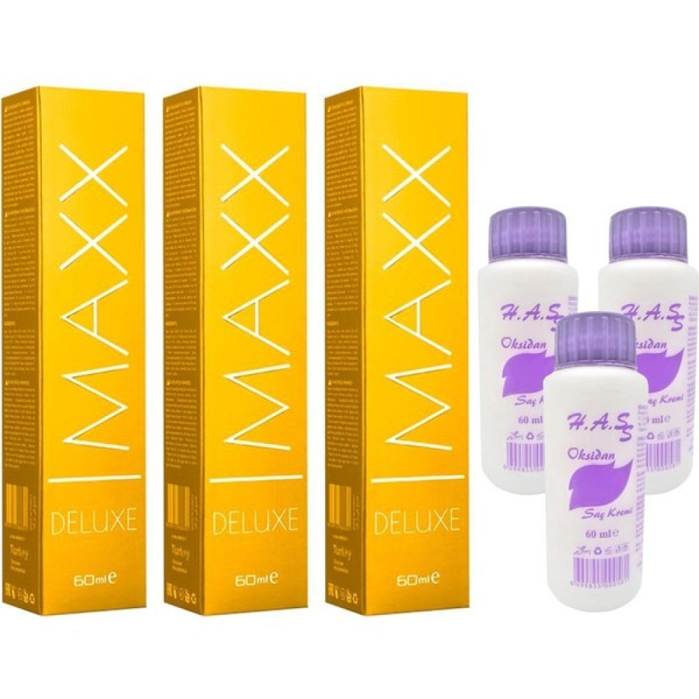 H.A.SS Oksidan 60 Ml.+ Maxx Deluxe Saç Boyası Platin Sarısı 10/1 60 Ml. (3'er Adet) - Platin Sarısı 10.1 Oto Boyaları Fiyatı
