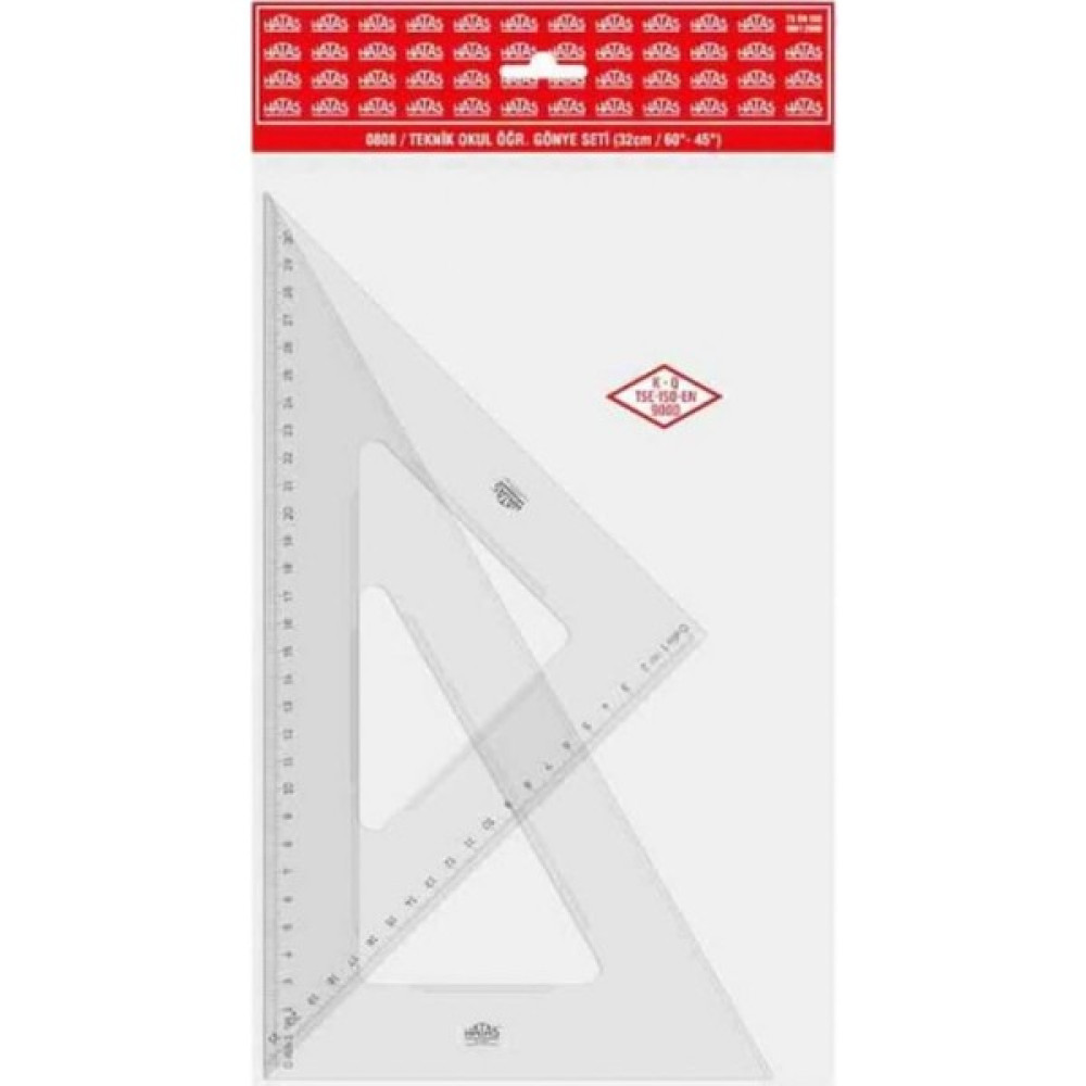 Hatas Teknik Okul Öğrenci Gönye Seti 32CM 60-45D Cetvel Fiyatı