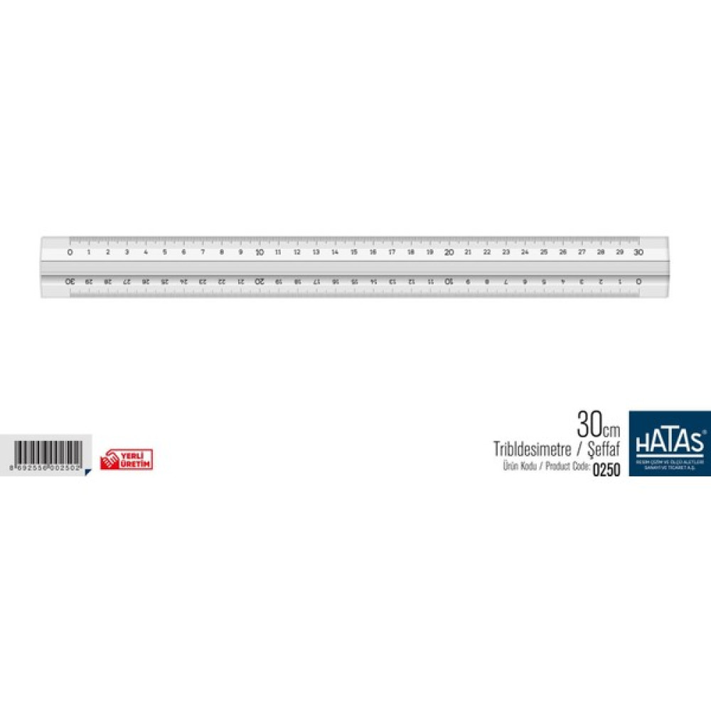 Hataş Ticaret Hataş Teknik Hatas Tribldesimetre Şeffaf Üçgen Çift Tarafı Santimetre Ölçekli Cetvel 30CM 0250 Cetvel Fiyatı