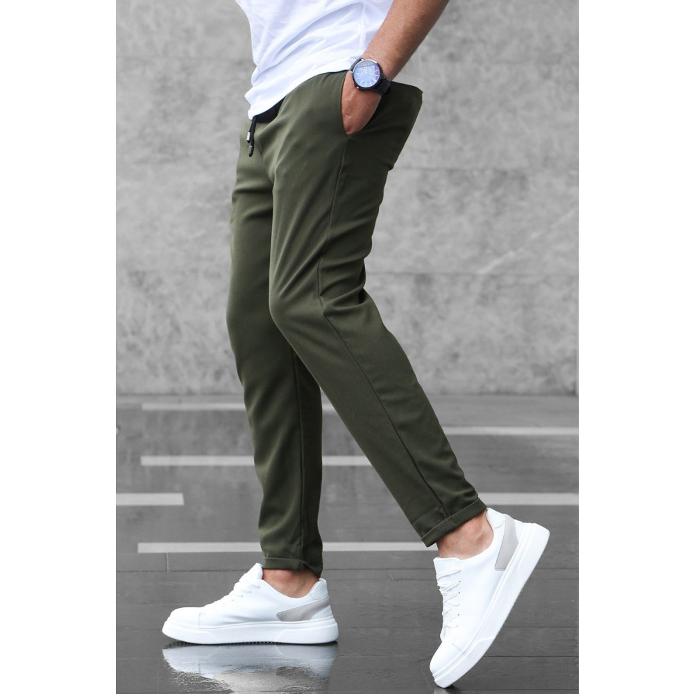 HATCELL Erkek Haki Slim Fit Katlı Paça Jogger Pantolon 9014 M Beden Kadın Pantolon Fiyatı