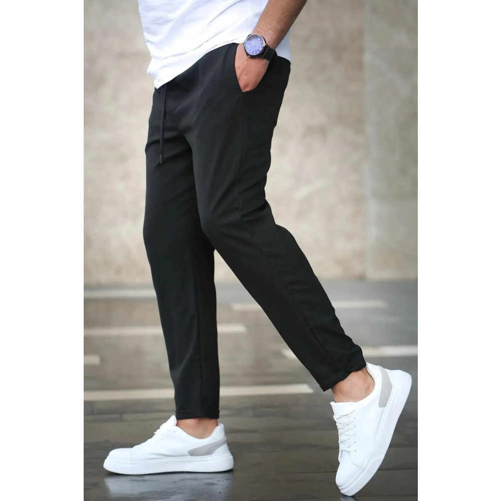 HATCELL Erkek Siyah Slim Fit Likralı Duble Paça Premium Pantolon Ds-9001 S Beden Kadın Pantolon Fiyatı