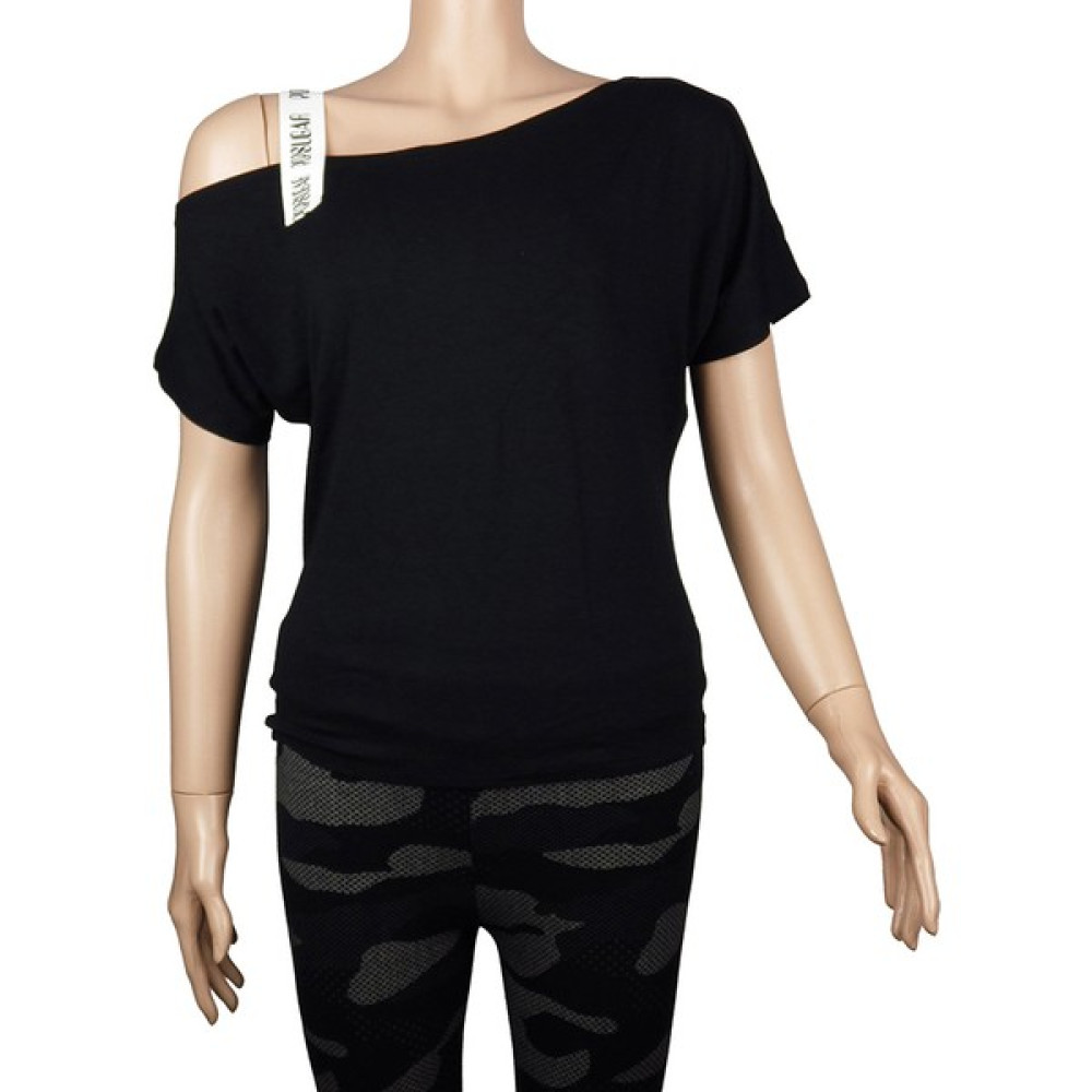Hatege Popsugar Düşük Omuz Siyah Kadın T-Shirt Bayan T-shirt Fiyatı