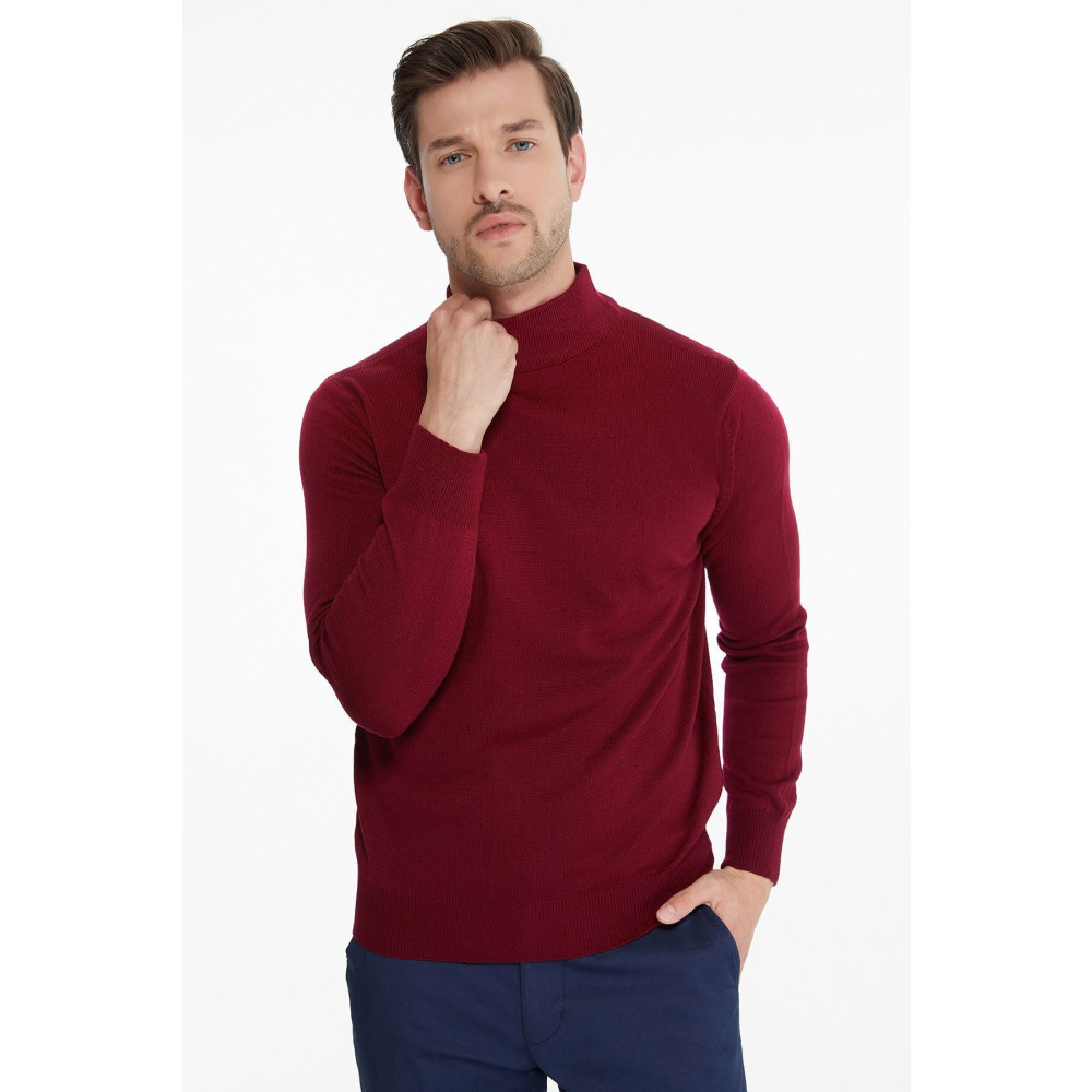 Hatemoğlu Erkek Bordo Regular Fit Yarım Balıkçı Triko Kazak M Beden Bayan Kazak & Süveter & Triko Fiyatı