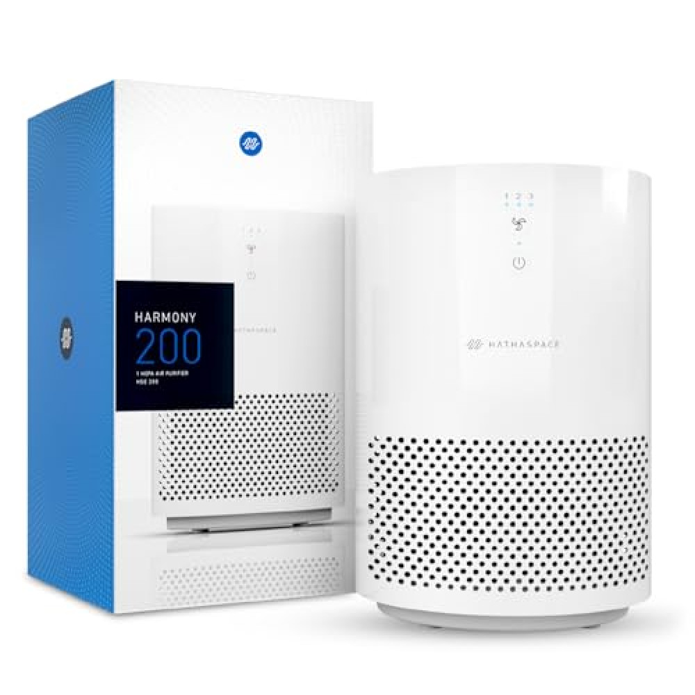HATHASPACE HSE200 Smart True HEPA Air Purifier for Home, Small Air Cleaner with Activated Carbon Filter, Removes 99.9% of Dust, Smoke, Pet Dander, Odors, VOCs, Covers Up to 200 Sq. Ft, White
