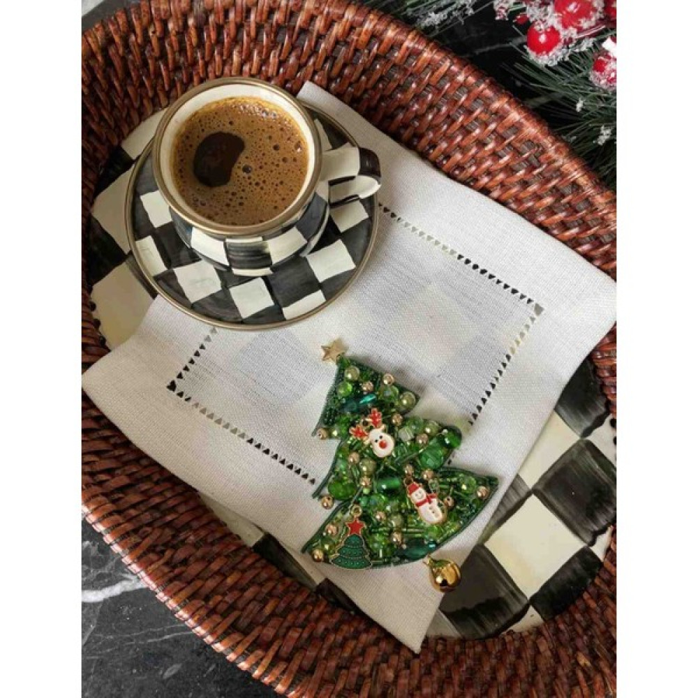 Hatice Sakallı Yılbaşı Temalı Kahve Yanı Sunum Peçetesi - 14 x 14 cm - Beyaz Masa Örtüsü Fiyatı