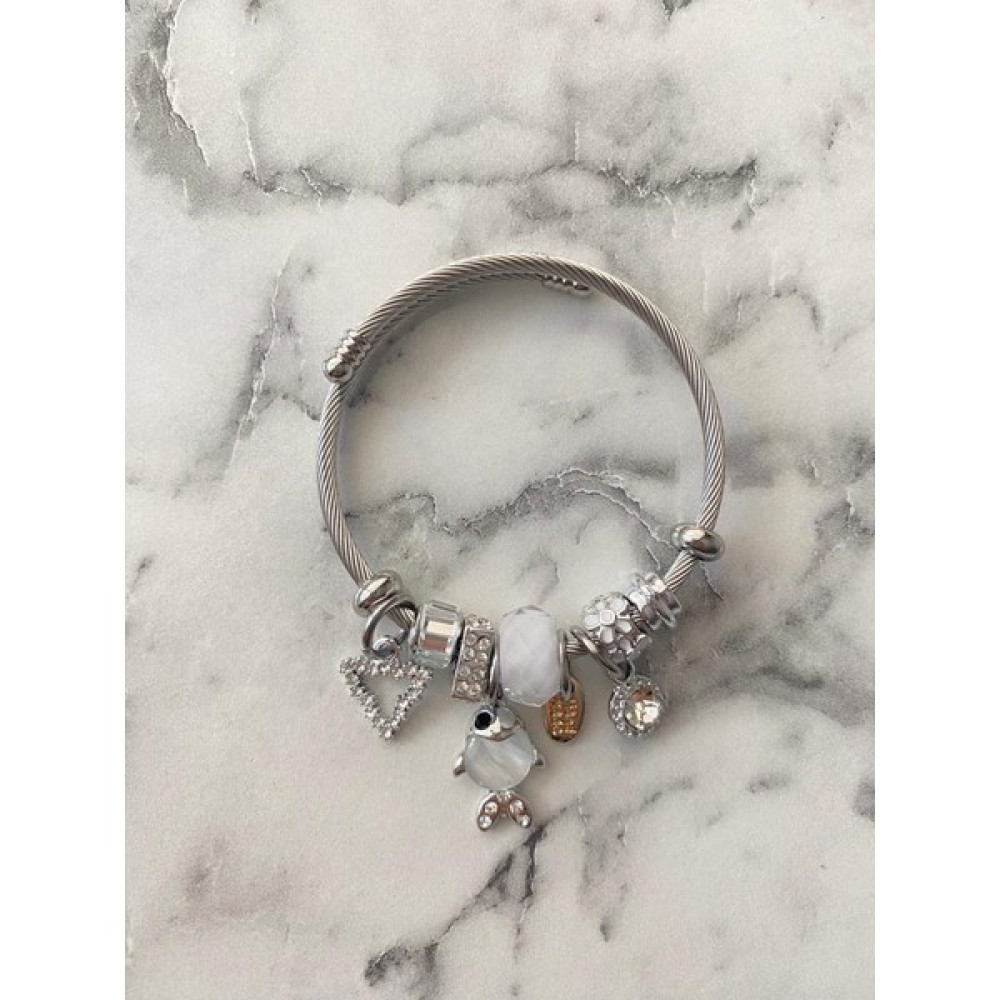 HatKen Aksesuar Çelik Pandora Charm Balıklı Bileklik - Gümüş - Beyaz Diğer Fiyatı