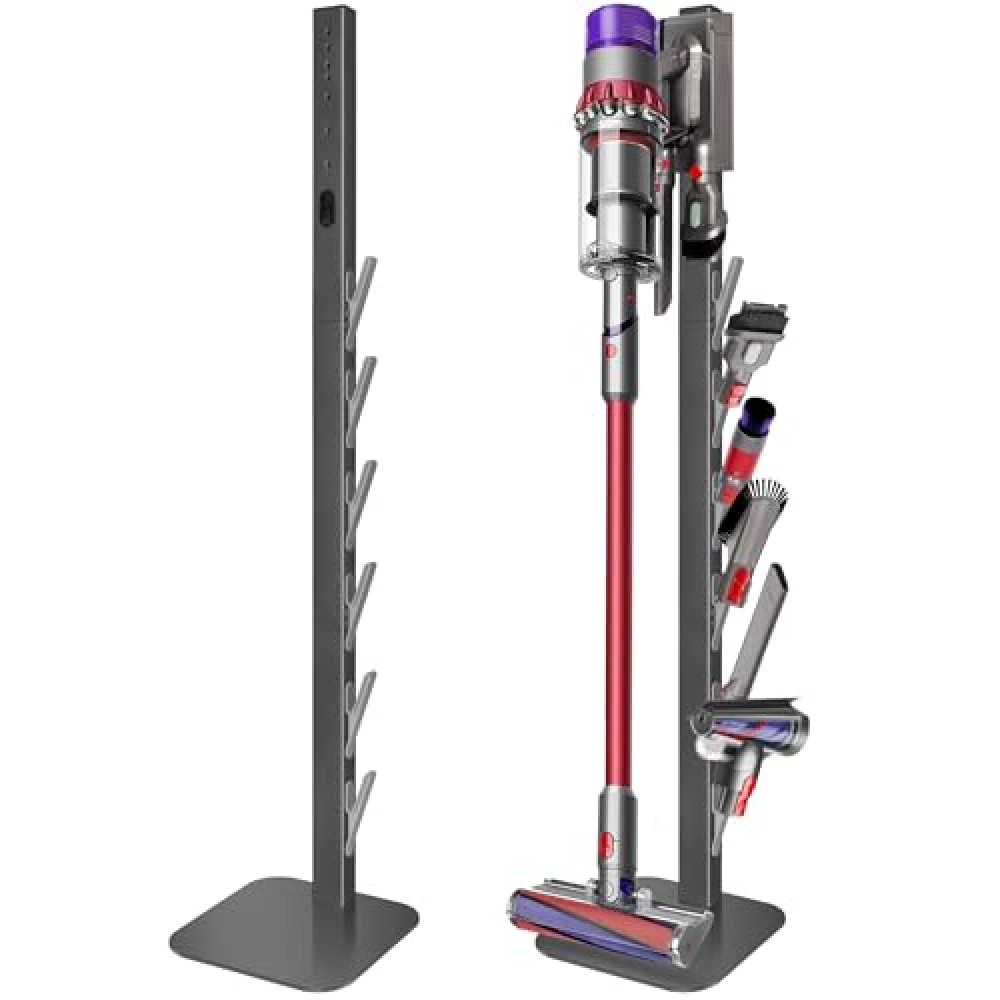Haturi Vacuum Stand for Dyson Gen5 V15 V12 V11 V10 V8 V7 V6, Hidden Power Cord Design Standing Dock Holder, Metal Docking Station for Dyson Handheld Cordless Vacuum Cleaner & Accessory & Attachment