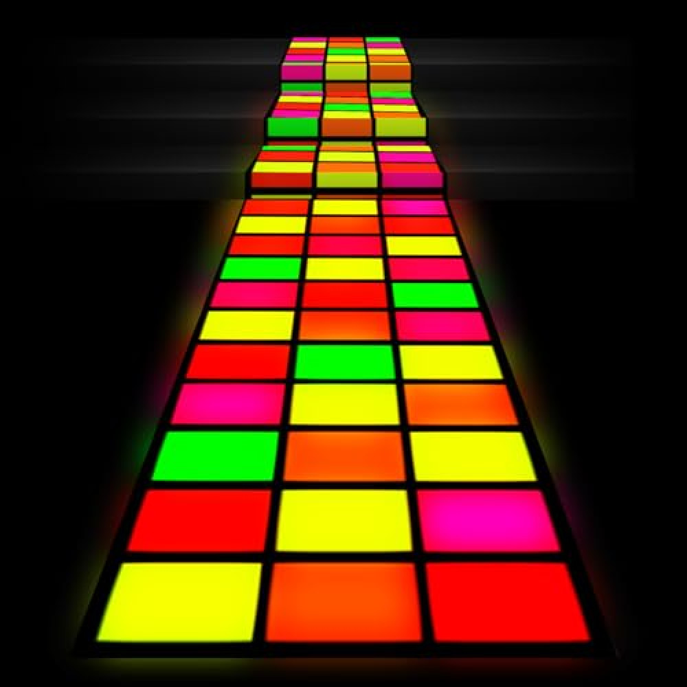 Haull 118 x 39 Inch Neon Light up Dance Floor Glow in The Dark Runner UV Reactive Blacklight Rug Colorful Aisle Runner Rug for 80s 90s Neon Birthday Party Decorations(Rectangles)