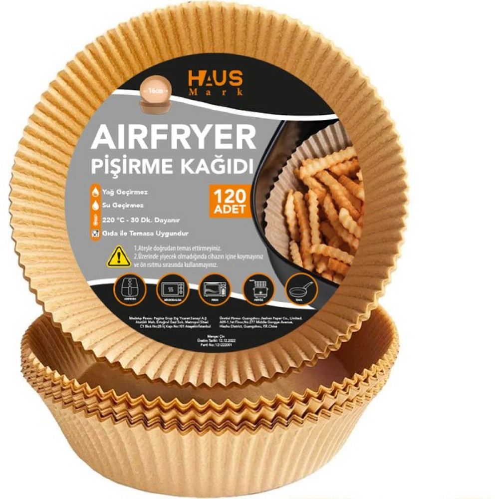 Haus Mark Airfryer Pişirme Kağıdı 60ADET 16CM Yuvarlak Yağsız Hava Fritözü Yağlı Kağıt Airfryer Philips Tefal Pişirme Kağıdı Fiyatı