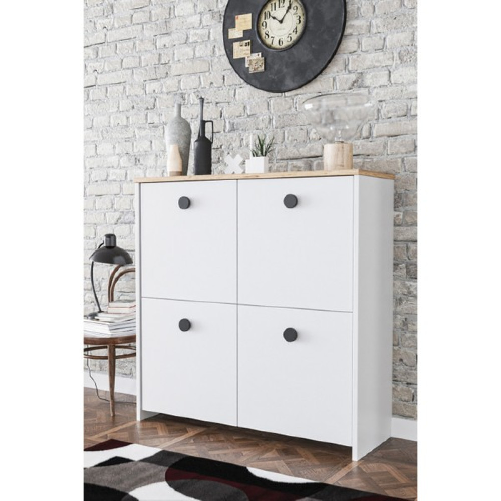 Haus Modüler 4 Kapaklı 4 Raflı Modern Dekoratif Dolap- Beyaz Meşe Gardrop & Dolap Fiyatı