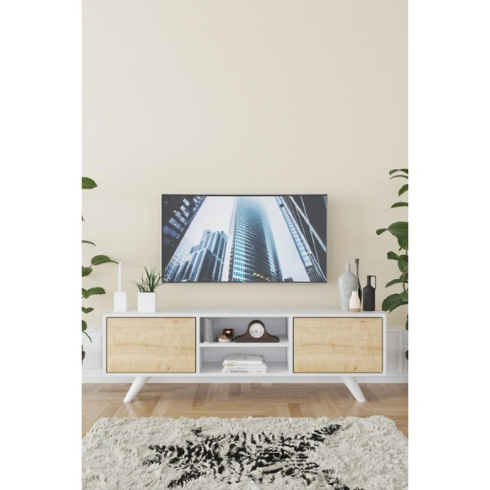 Haus Modüler Haus Modüler Haus Romeo Tv Sehpası Meşe - Meşe - Beyaz Tv Ünitesi / Sehpası Fiyatı
