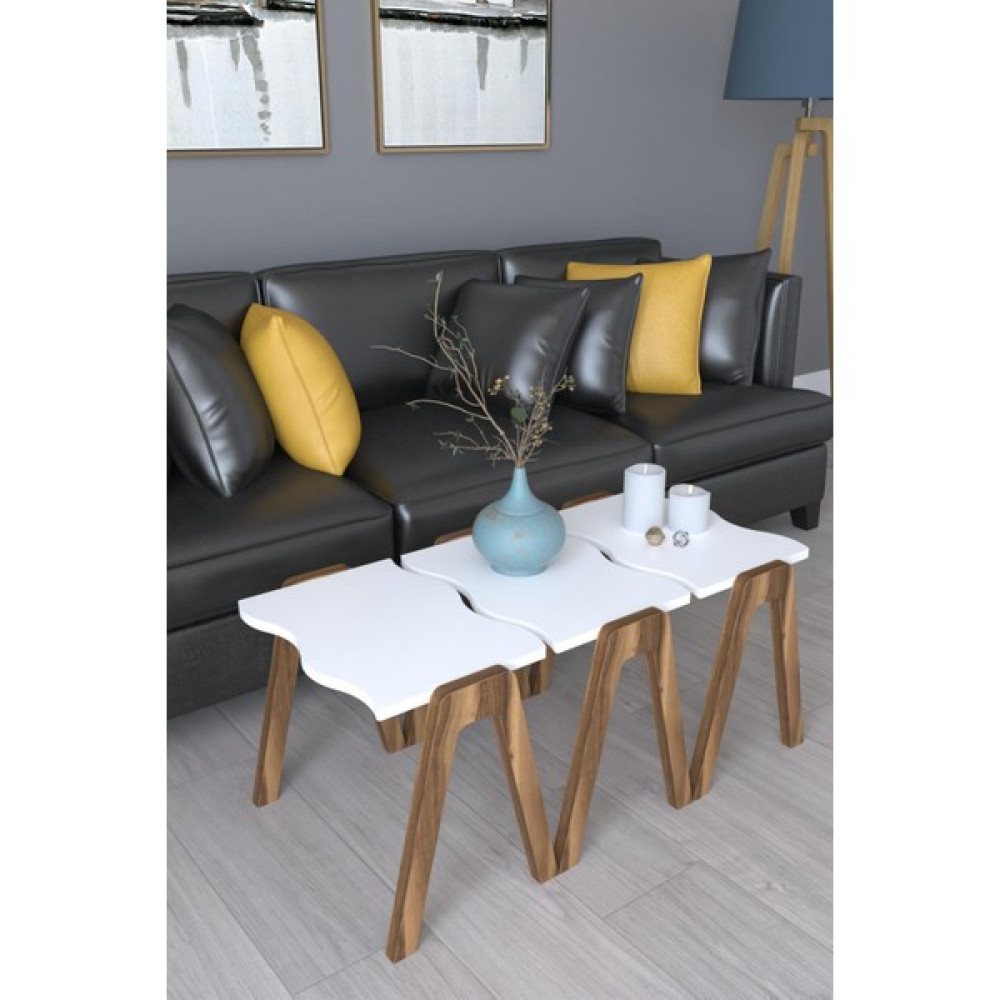 Haus Modüler Zigon Sehpa & Orta Sehpa - Beyaz- Deniz Model - Beyaz Ağaç Orta Sehpa Fiyatı