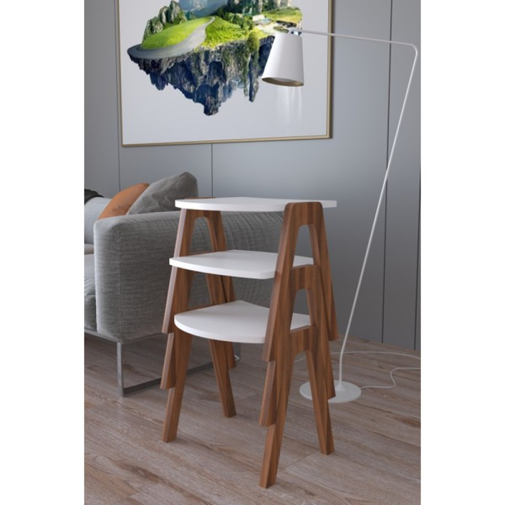 Haus Modüler Zigon Sehpa & Orta Sehpa -Beyaz - Doğa Model - Beyaz - Ceviz Zigon Sehpa Fiyatı