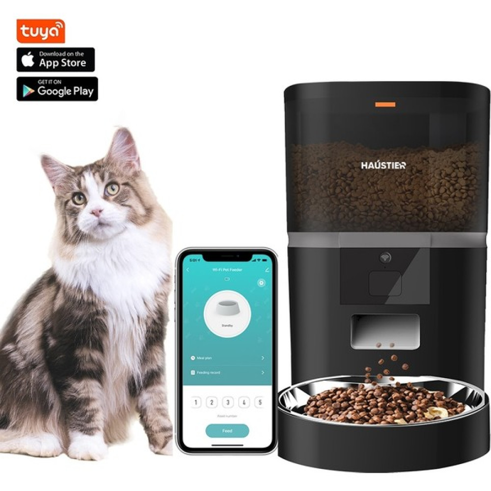 Haustier QQ003 Akıllı Kedi/köpek Otomatik Mama Kabı, App-Wifi ile Uzaktan Kontrol, Öğün Planlama,porsiyon Belirleme,6lt Hazne, Metal Kase - Siyah Evcil Hayvan Ürünleri Fiyatı