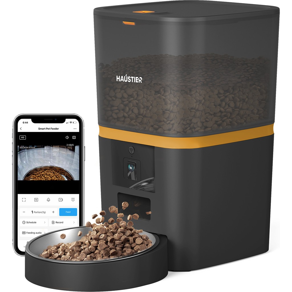 Haustier QQ005 Kameralı Akıllı Otomatik Kedi Mama Kabı , Wifi Uzaktan Kontrol, Sesle Çağırma, 480P Kamera, 6lt Hazne, Metal Kase, Siyah Evcil Hayvan Ürünleri Fiyatı