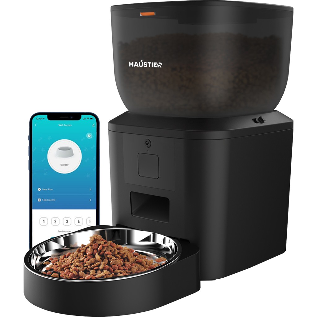Haustier QQ023 Akıllı Kedi Köpek Mama Kabı, Tuya App-Wifi Uzaktan Kontrol, 4lt Hazne, Metal Kase - Siyah Evcil Hayvan Ürünleri Fiyatı