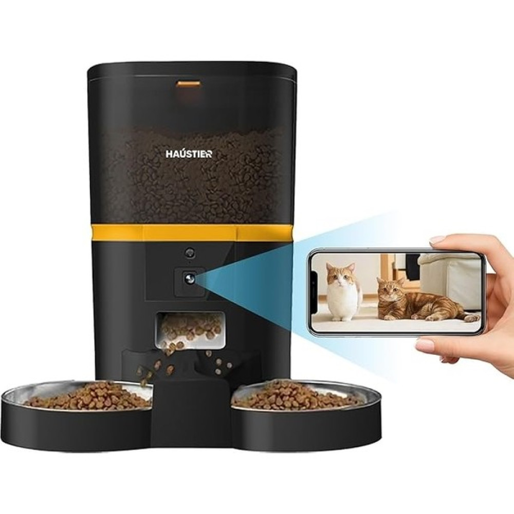 Haustier QQ025-DUAL Kameralı Akıllı Kedi Köpek Otomatik Mama Kabı, App Uzaktan Kontrol, Sesle Çağırma, 480P Kamera, 4lt Hazne, Çift Metal Kase Evcil Hayvan Ürünleri Fiyatı