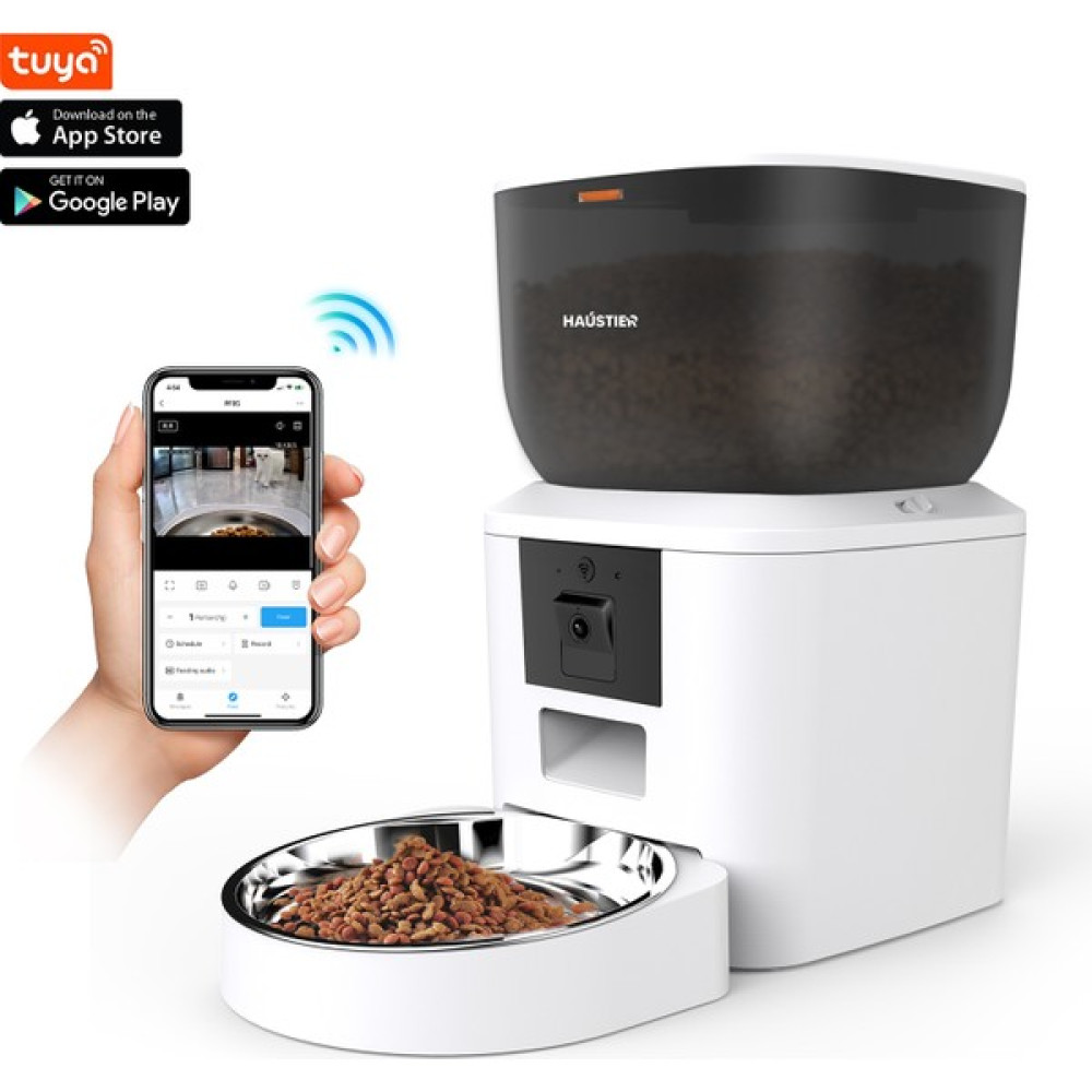 Haustier QQ029 Kameralı 1080P Gece Görüş, Akıllı Kedi Köpek Mama Kabı, 2.4ghz/5ghz, 4lt, Metal Kase - Beyaz Evcil Hayvan Ürünleri Fiyatı