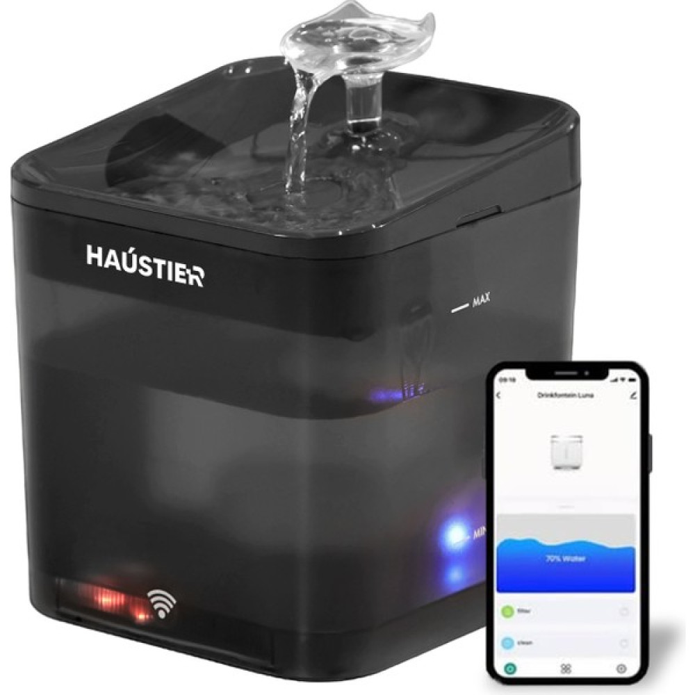 Haustier WF004 Akıllı Kedi Köpek Su Sebili Su Şelalesi Su Pınarı, Uv Su Filtrelemeli - Smart Wifi - Tuya App, Ultra Sessiz, Siyah Evcil Hayvan Ürünleri Fiyatı