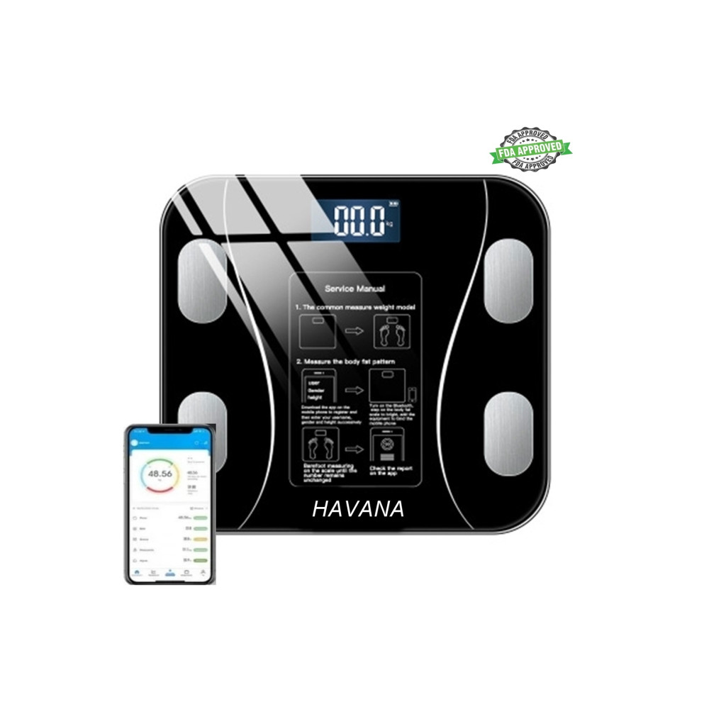Havana Dijital Baskül Yağ Su Kas Vücut Kitle Endeksi Kilo Ölçer Tartı Siyah Led Panel Baskül & Tartılar Fiyatı