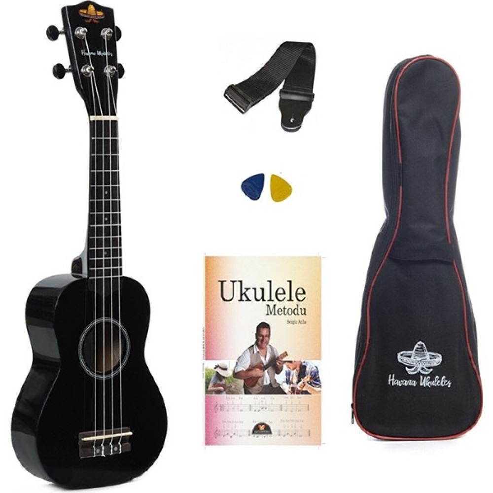 Havana HK-21BK Soprano Ukulele Seti Siyah (Kılıf, Metod, Pena, Askı) Telli Çalgılar Fiyatı