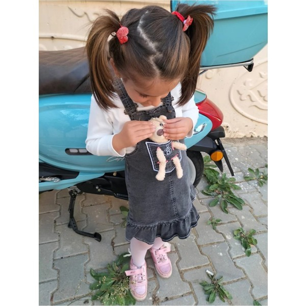 Haviniko Çocuk Giyim Ayıcıklı Kız Uzun Kol Bodyli Kot Jile Elbise Kız Çocuk Elbise Fiyatı