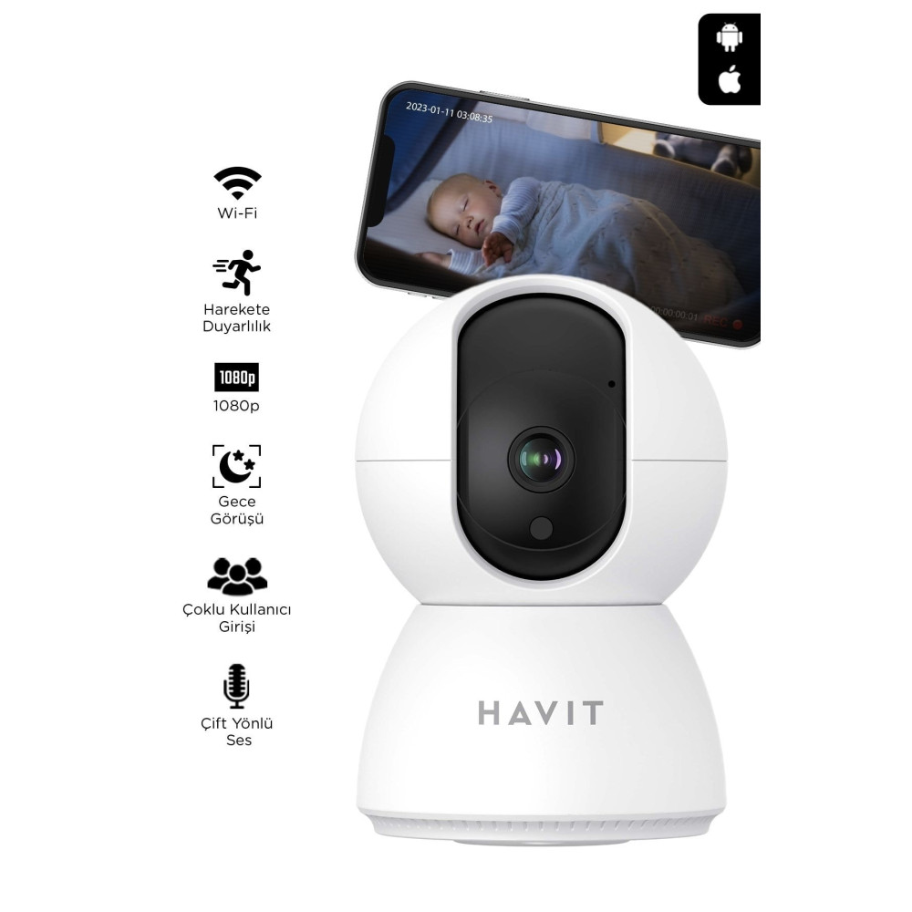 Havit Ipc20 Smart 360° 1080p Gece Görüşlü Ip Kamera ( Türkiye Garantili) Güvenlik Kameraları Fiyatı