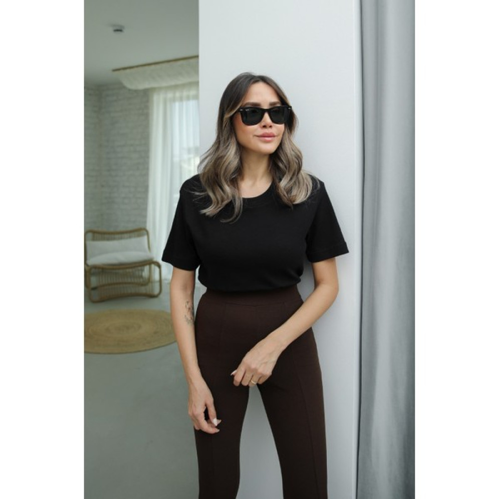 Havoş Siyah Bisiklet Yaka Premium Tişört Bayan T-shirt Fiyatı