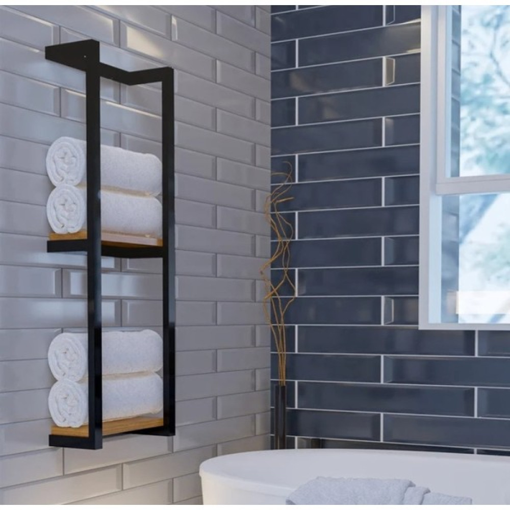 Havvana 2 Katlı Banyo Rafı Metal - Mat Siyah - 70+35 Banyo Askılık Fiyatı