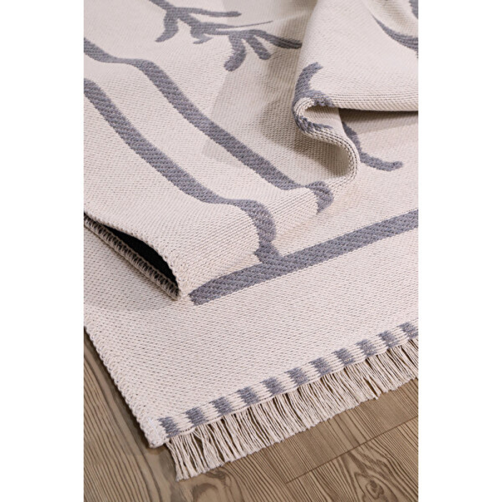 Havvana Home Kaymaz Taban Çamaşır Makinesinde Yıkanabilir Bej Rengi Pamuklu Halı Kilim - 80 x 300 cm - Krem - Gri Kilim Fiyatı