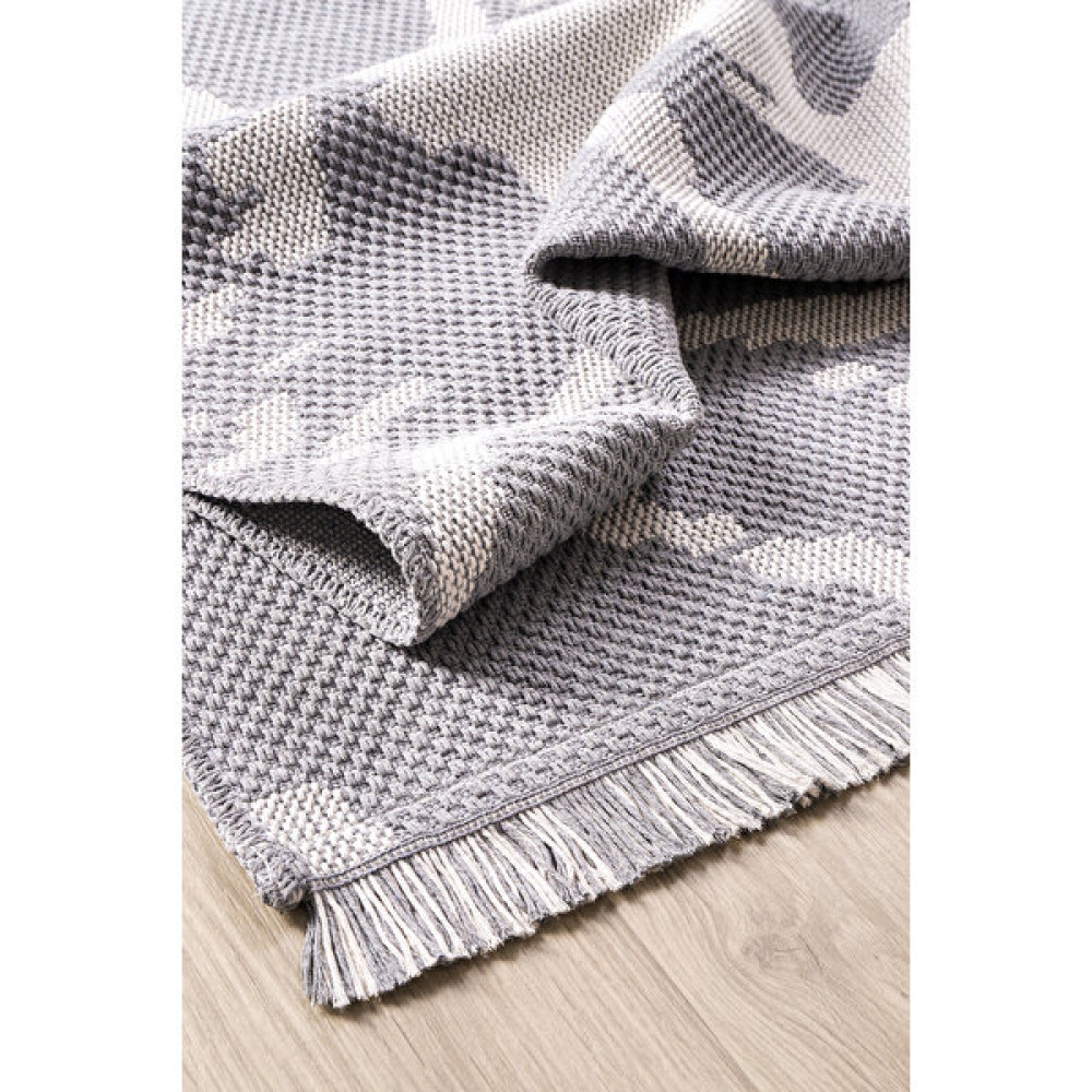 Havvana Home Kaymaz Tabanlı Modern Dokuma Kilim Sisal Halı Çamaşır Makinasında Yıkanabilir Halı - Gri - Krem - 80 x 150 cm Kilim Fiyatı