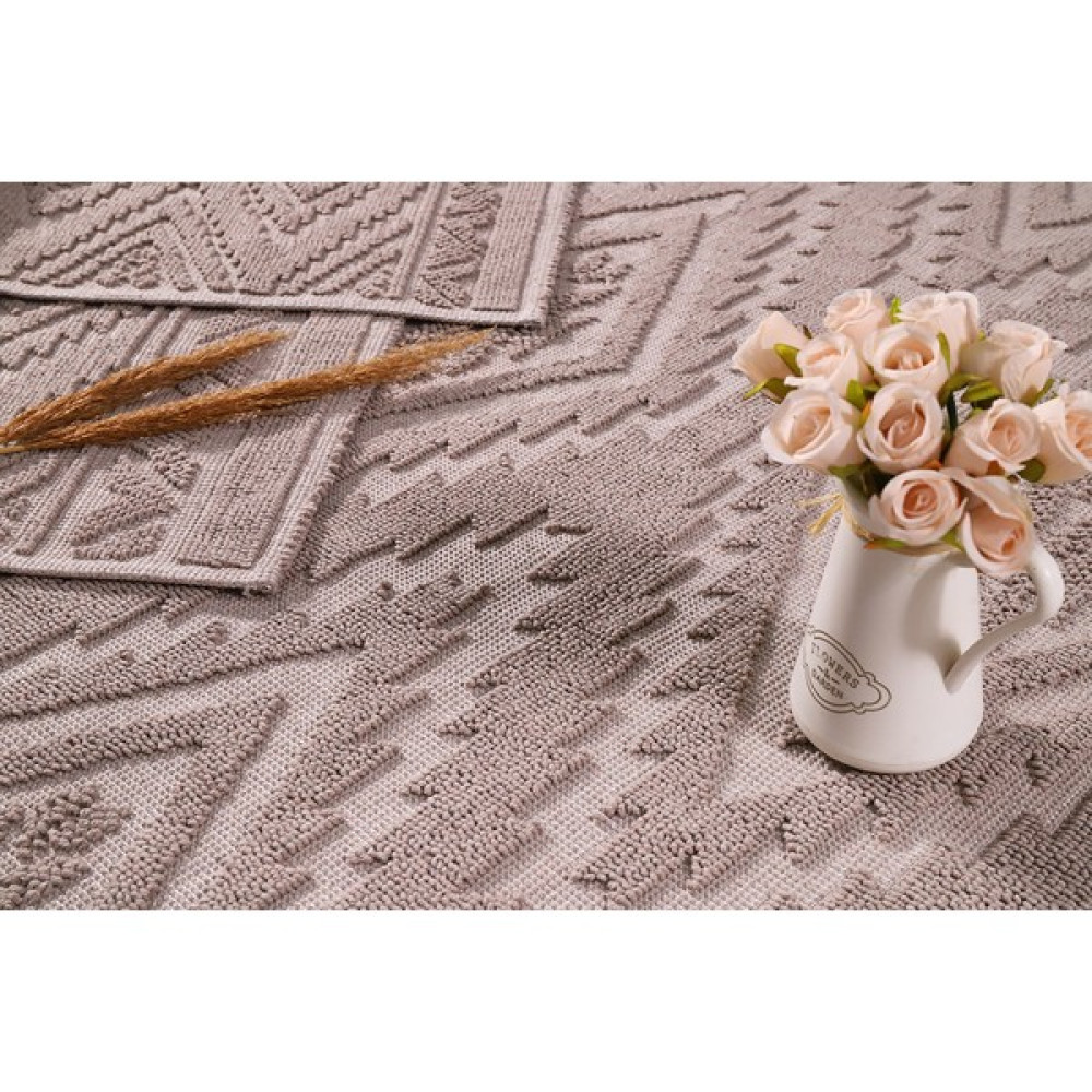 Havvana Home Pamuklu Kaymaz Taban Çamaşır Makinasında Yıkanabilir Modern Tasarım Halı & Kilim - 50 x 80 cm - Bej Kilim Fiyatı