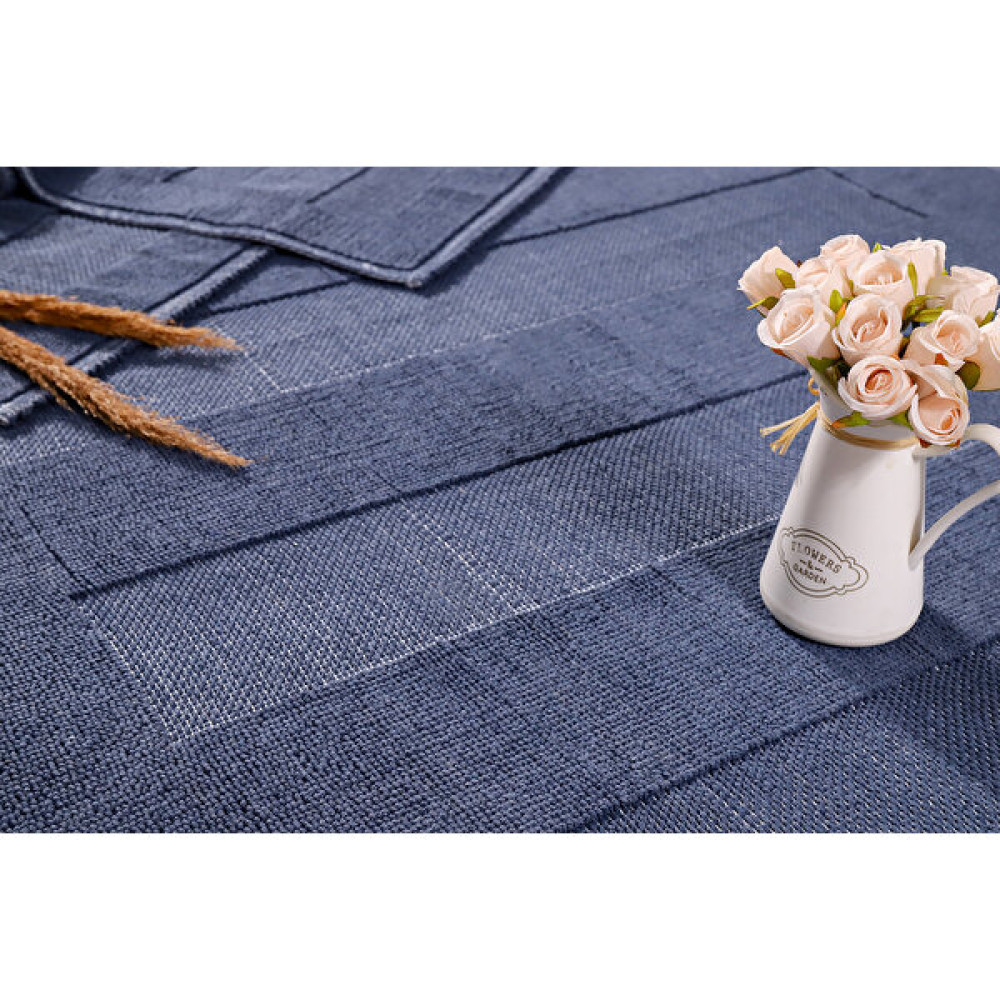 Havvana Home Pamuklu Kaymaz Taban Çamaşır Makinasında Yıkanabilir Modern Tasarım Halı & Kilim - 50 x 80 cm - Lacivert Kilim Fiyatı
