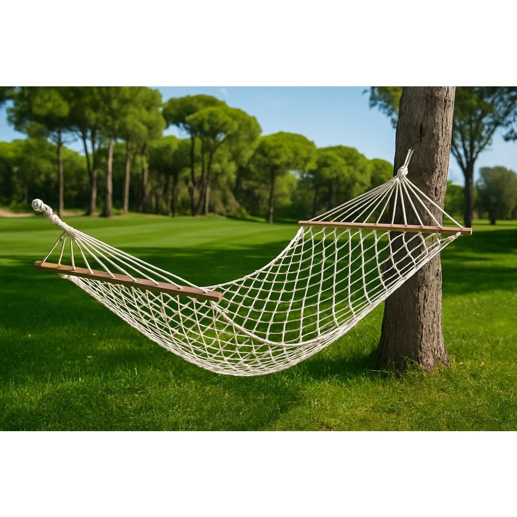 Hawai Hamak Pamuklu Örgülü Çift Kişilik Tek Örgülü 120 x 170 cm Beyaz Diğer Fiyatı