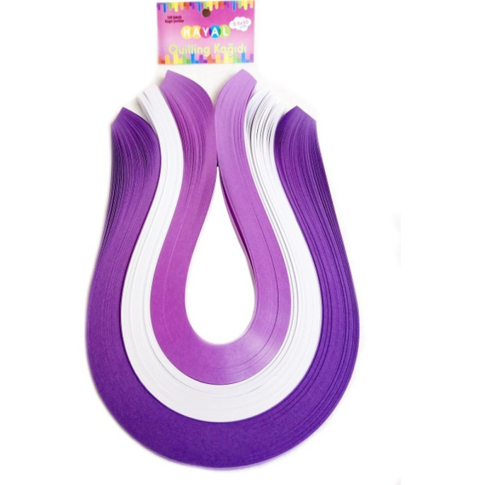 Hayal 5mm 300 Quilling Kağıdı - Mor, Beyaz ve Lila 300'LÜ Yardımcı Malzeme Fiyatı