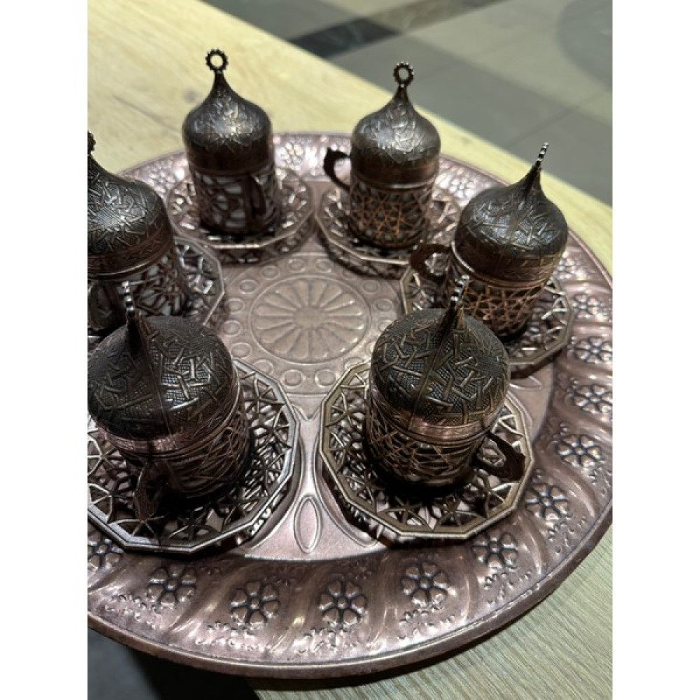 Hayal Accessories Bakır Renk Özel İşlemeli 6'lı Kahve Fincan Takımı Fincan / Bardak / Kahve Takımı Fiyatı